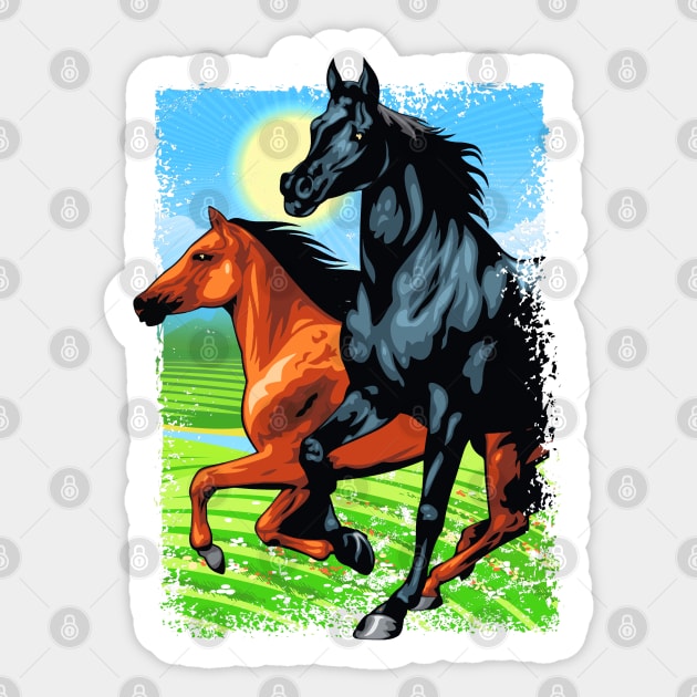 Horse riding - horse Farm - Nature - Horses Sticker by BigWildKiwi